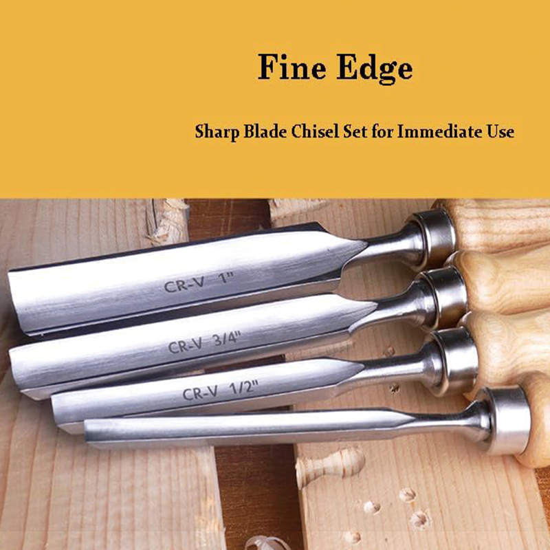 BowLift | Wood Lathe Chisel Set, 4 Pieces Wood Chisel Set, Professional Wood Chisel Tool Carpenter Gouge