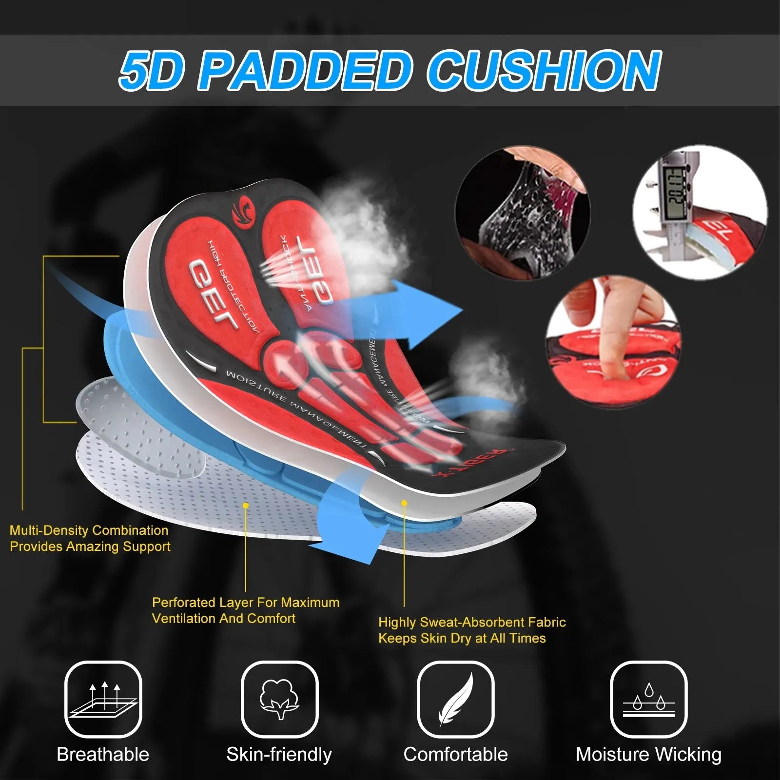 BowLift | Breathable Mesh Cycling Shorts with Gel Padding | Shockproof Cycling Shorts for Men