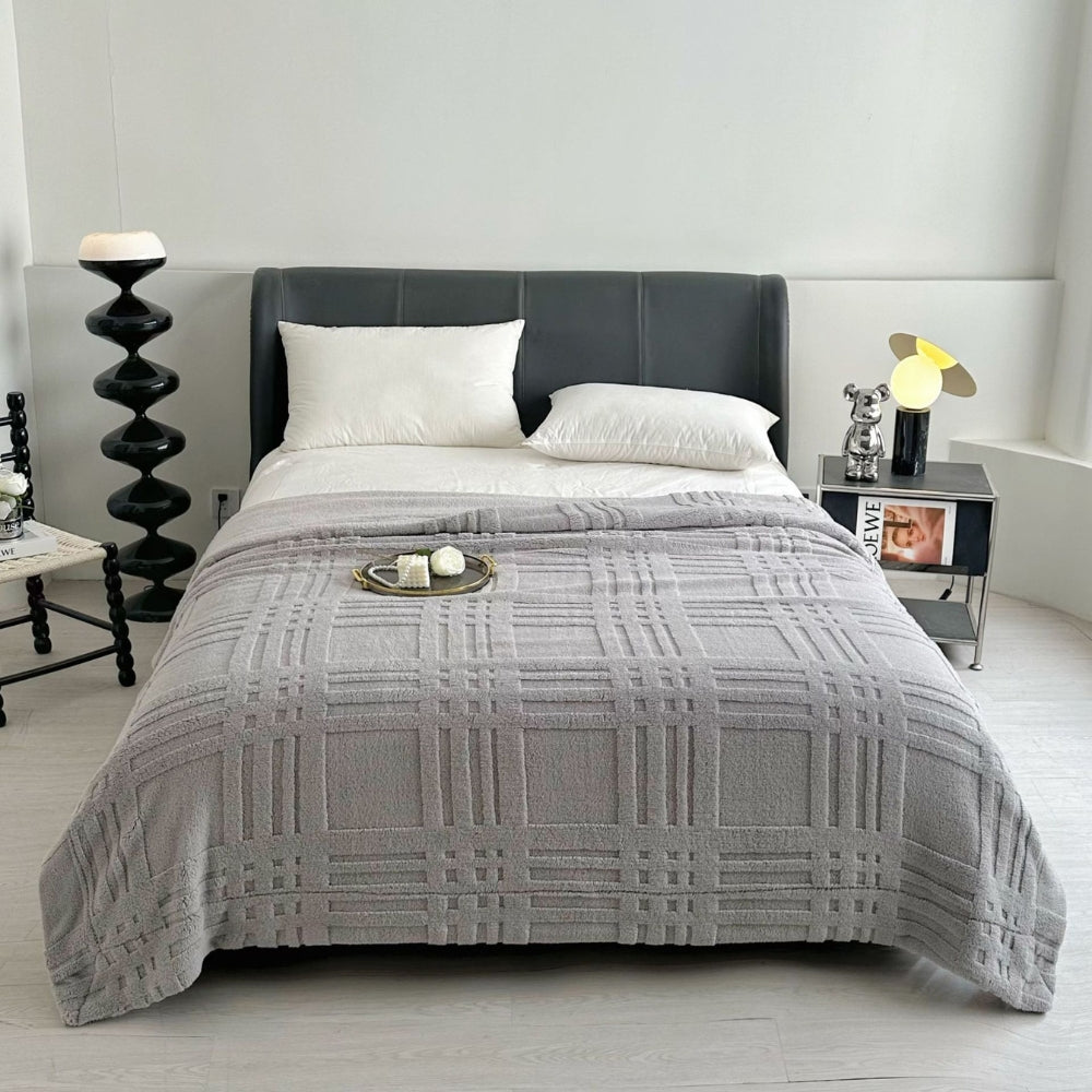 BowLift | Plaid Embossed Grid Pattern Winter Blanket