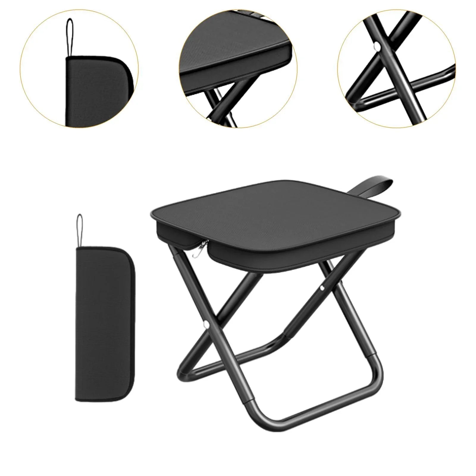 BowLift | Portable Folding Camping Stool with Adjustable Zippers and Metal Frame