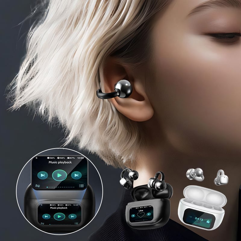 BowLift | Clip-On Ear LCD Full Color Touchscreen Audio Wireless Headphones