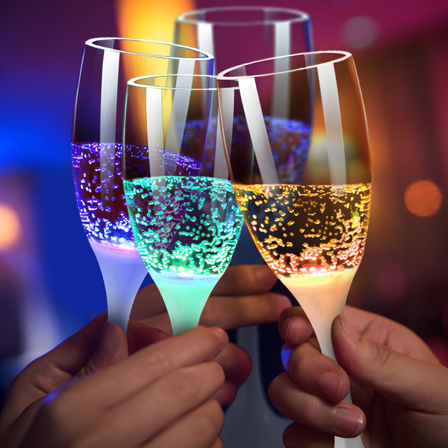 BowLift | LED Wine Glasses | Light-Up Drinkware with 6 Colors | Liquid-Activated | Reusable Party Cups 4–8oz