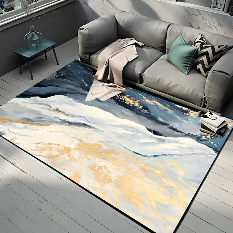 BowLift | Abstract Blue Rug Modern Polyester Living Room