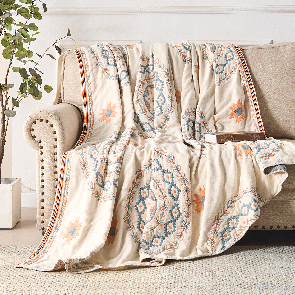 BowLift | Cotton Throw Blanket with Mandala Boho Print