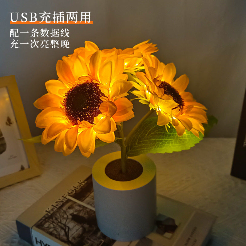 BowLift | LED Sunflower Table Lamp - Decorative Lighting Fixture for Home Decor & Nightstand Use