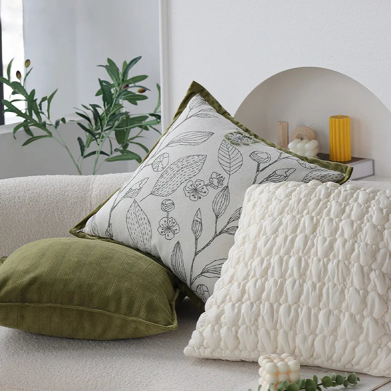BowLift | Elegant Green Jacquard Decorative Pillow Cover