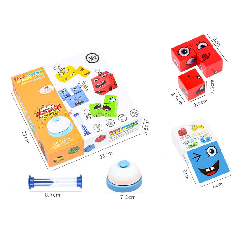 BowLift | Children's Wooden Face Changing Magic Cube Building Block Toy Set