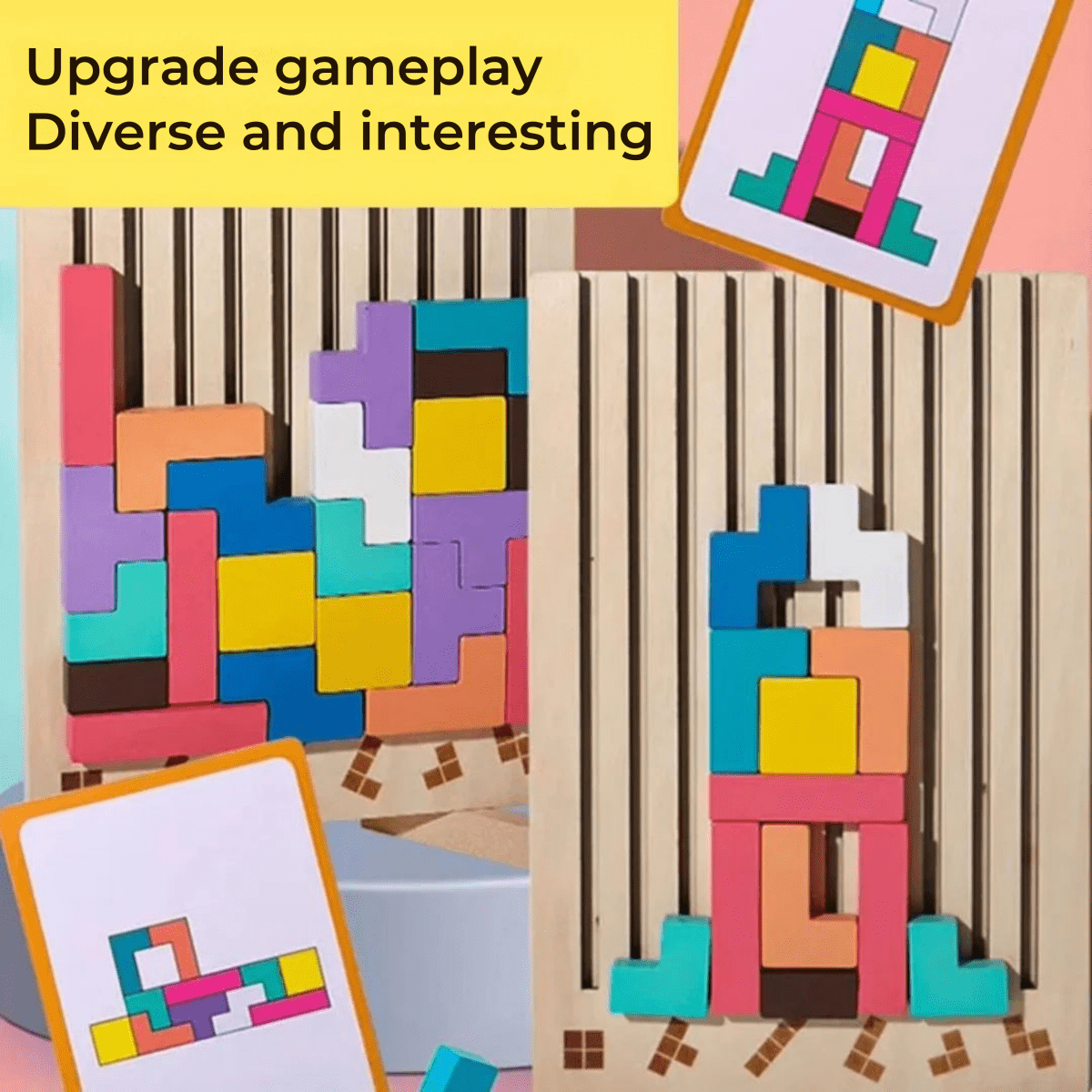 BowLift | BLOCKWISE – Montessori Wood Tetris Stacking Toy for Learning and Play