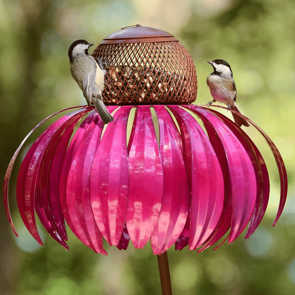 BowLift | BloomFeast – Elegant cone-shaped feeder that blends with garden flowers.