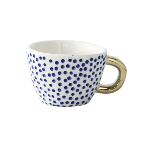 BowLift | Cup with abstract geometric pattern and gold handle