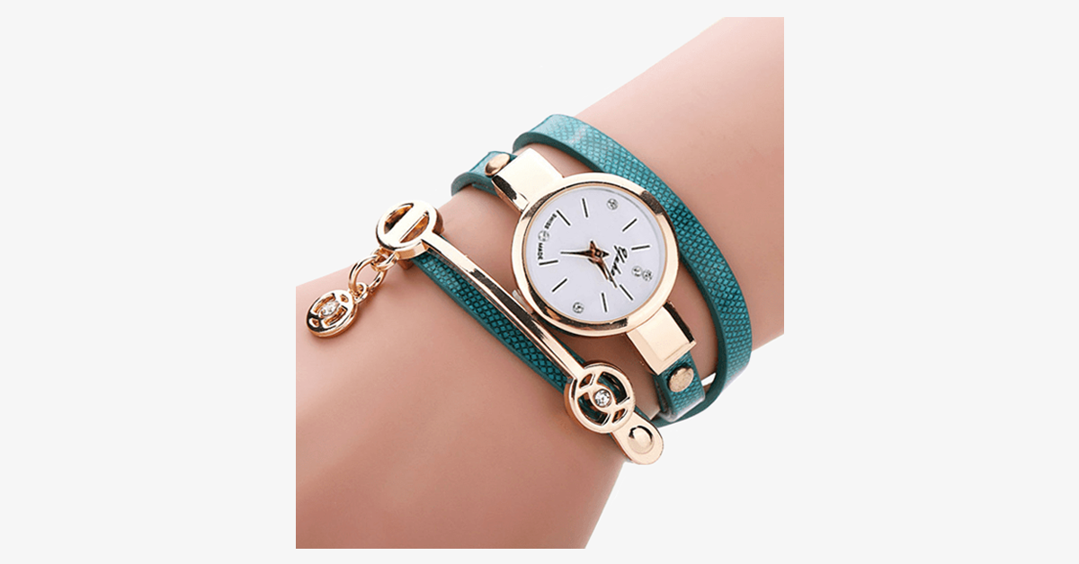 BowLift | Gold Charm Wrap Watch - Multicolored vegan leather watch for stylish people
