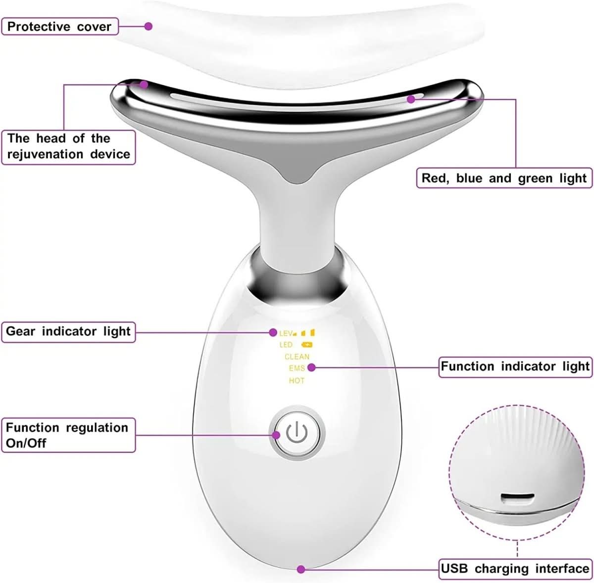BowLift | 3-in-1 facial massager with light therapy, vibration & heat function