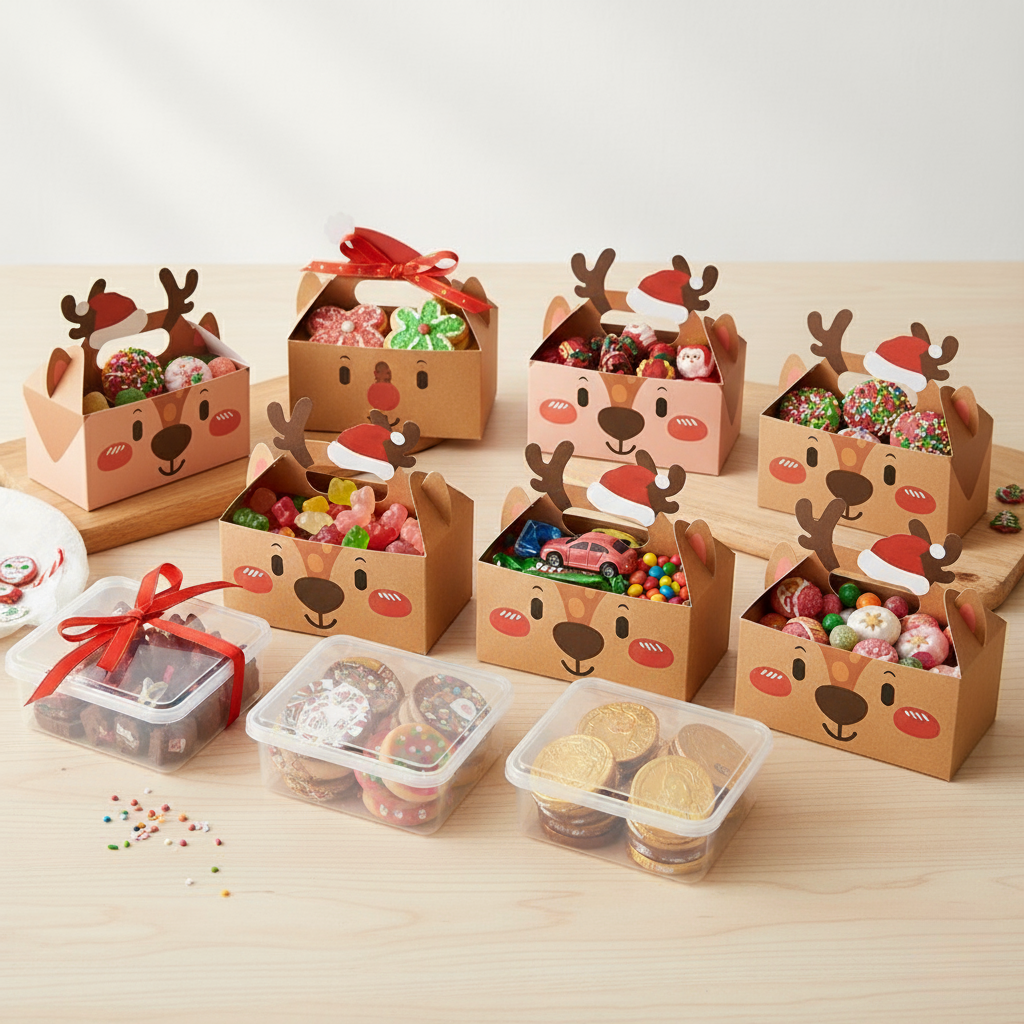 BowLift | 8 Piece Christmas Gift Box Set for Cookies Candy and Holiday Treats