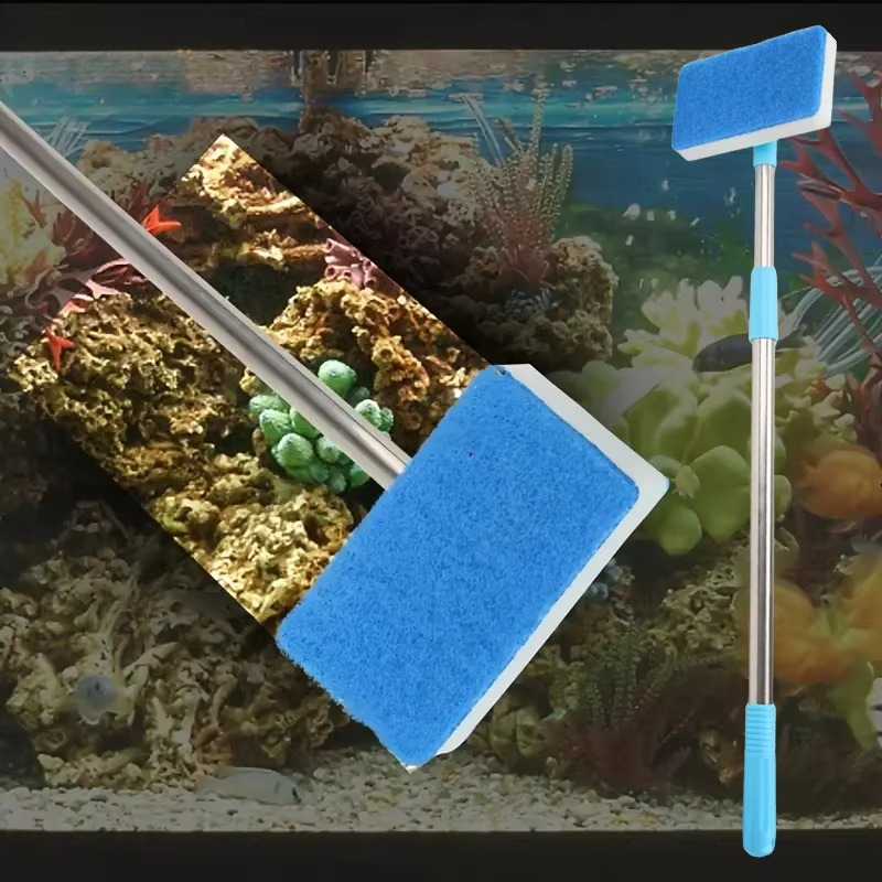 BowLift | Extendable Aquarium Cleaner with 180° Adjustable Double-Sided Sponge