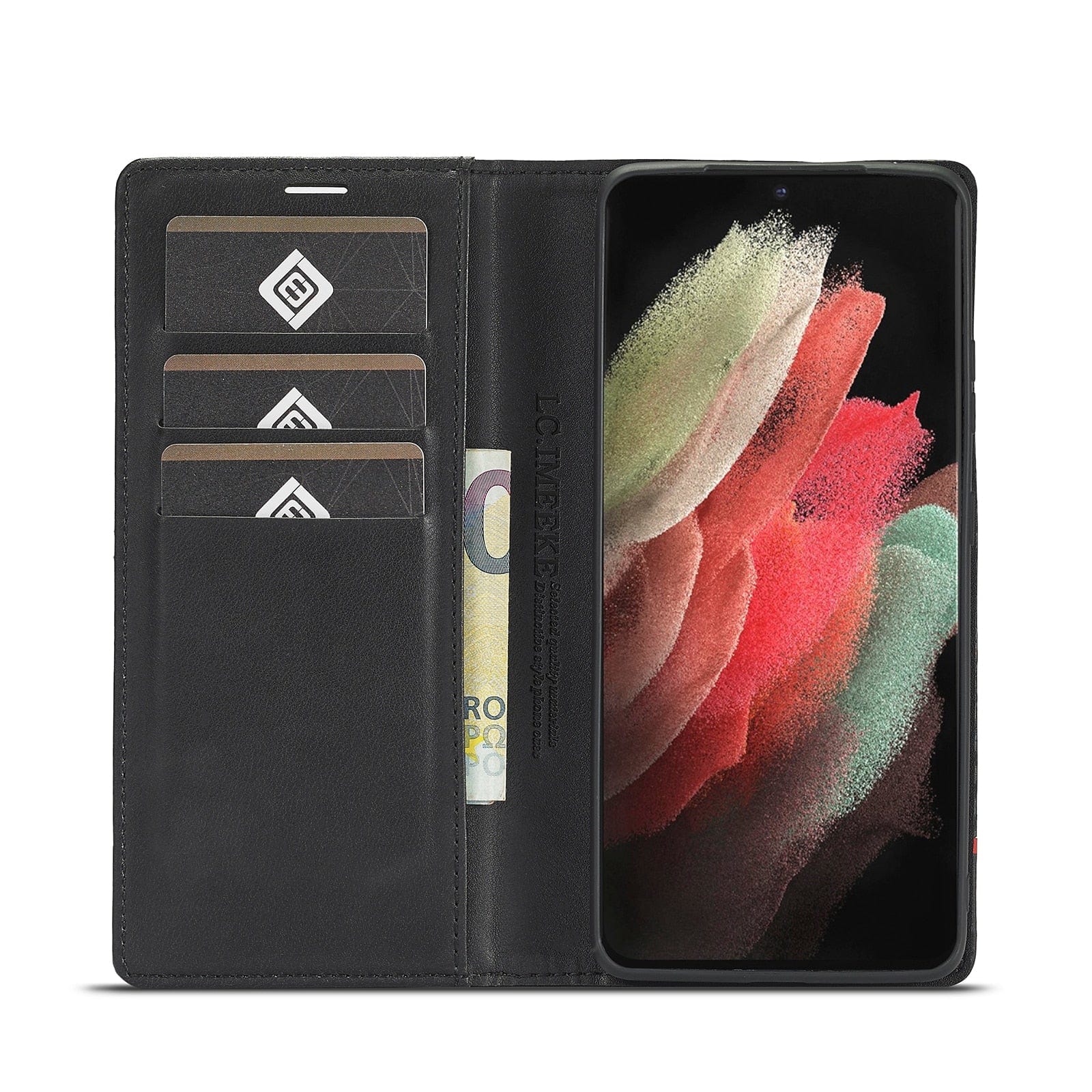 BowLift | S23 Phone case | Card holder made of carbon fiber leather with magnetic closure