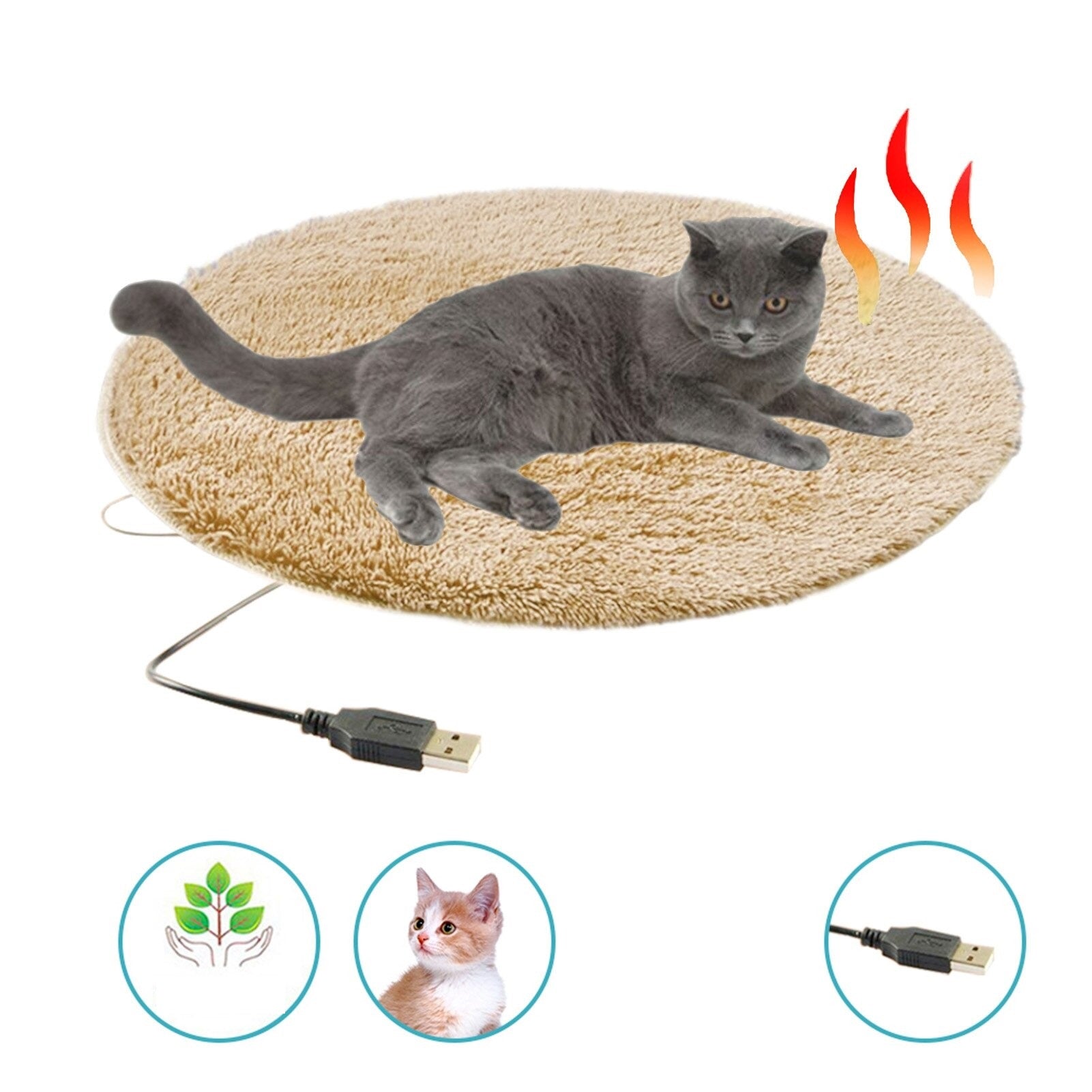 BowLift | USB heated plush cat bed - Constant temperature & Portable winter cushion
