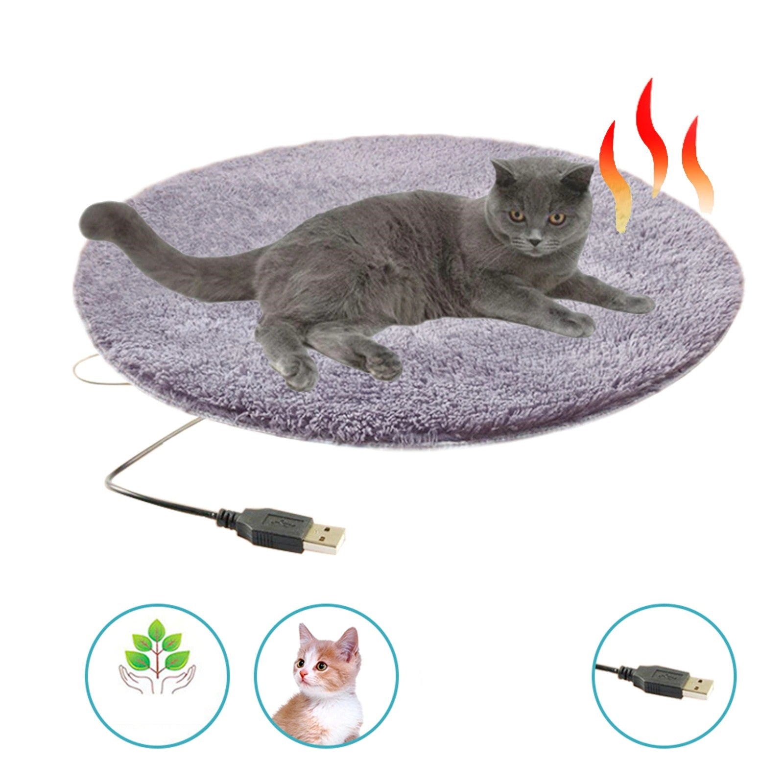 BowLift | USB heated plush cat bed - Constant temperature & Portable winter cushion