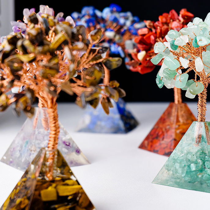 BowLift | Natural Stone Gravel Pyramid Base Feng Shui Tree