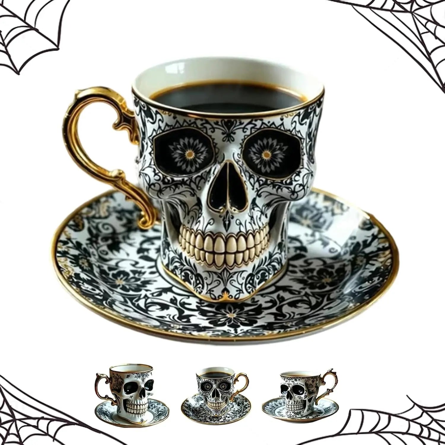 BowLift | Gothic Skull Decorative Mug Noctura – Artistic Hand-Painted Skull Decoration