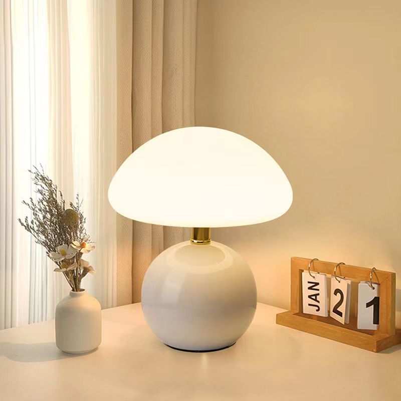 BowLift | Bedside Lamp Ceramic Base Mushroom Shade Light