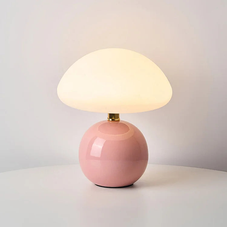BowLift | Bedside Lamp Ceramic Base Mushroom Shade Light