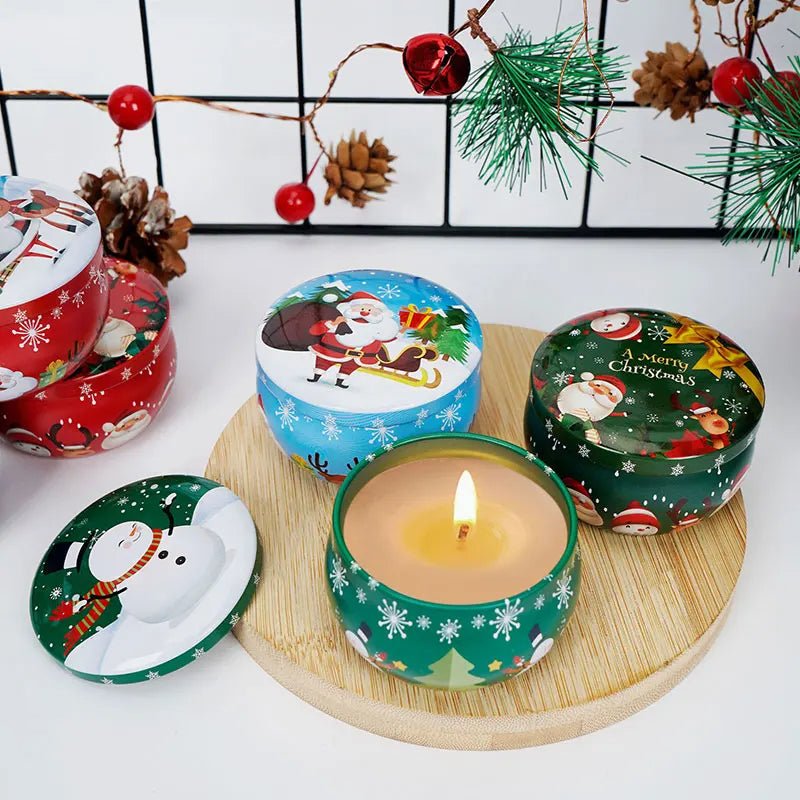 BowLift | Christmas Candle Round Tin Box Set of 12– Perfect for Candy, Party Decor, or DIY Handmade Candles – Metal Container with Lid (2.2oz)