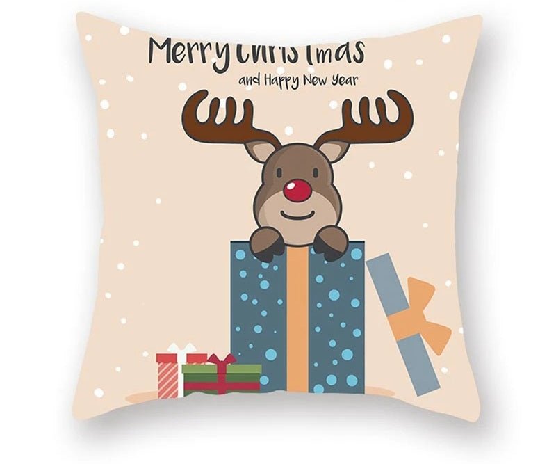 BowLift | Christmas Cushion Cover – Festive Santa & Elk Design for Holiday Decor & Perfect New Year Gift