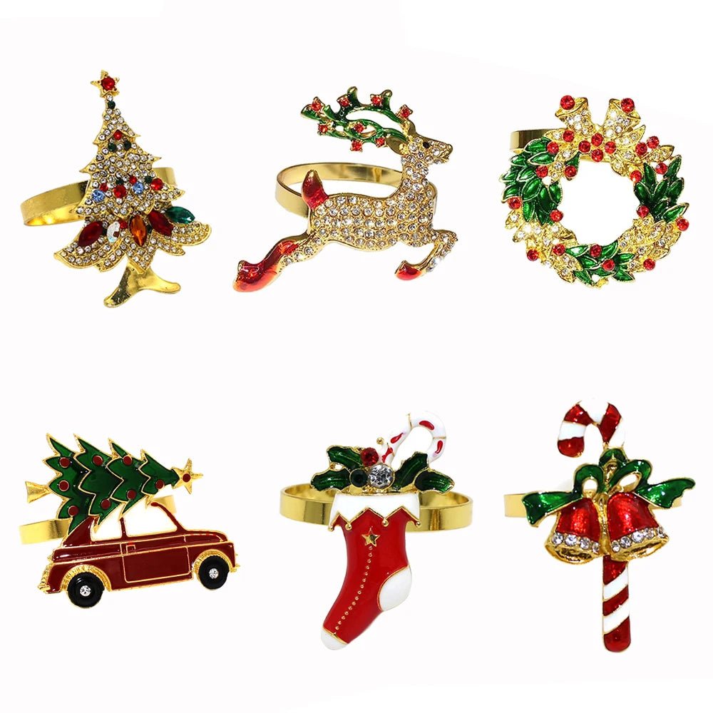 BowLift | Christmas Napkin Rings – Sparkling Deer & Tree Wreath Holders for Festive Weddings & Holiday Table Decor