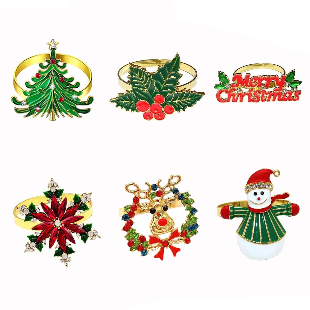 BowLift | Christmas Napkin Rings – Sparkling Deer & Tree Wreath Holders for Festive Weddings & Holiday Table Decor