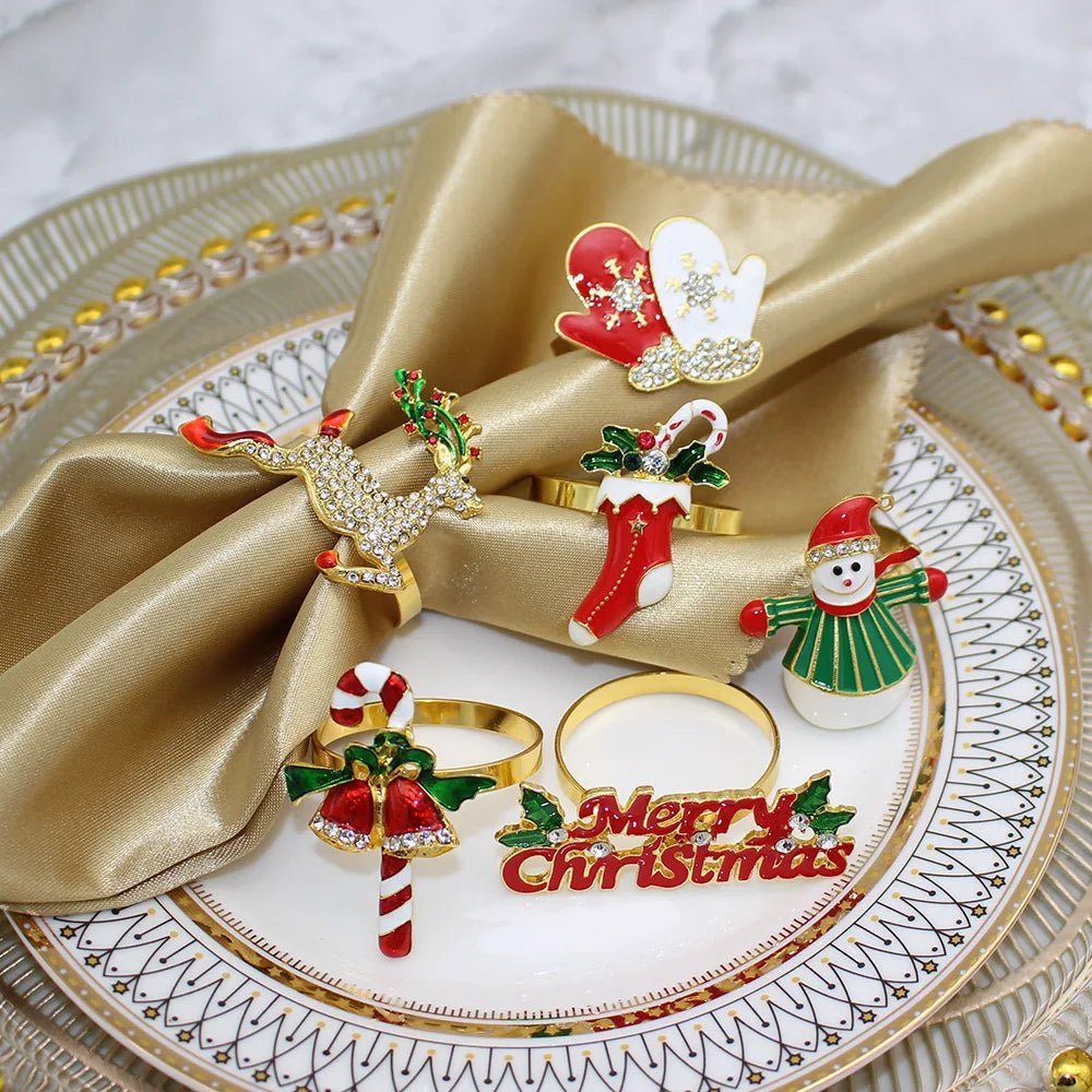BowLift | Christmas Napkin Rings – Sparkling Deer & Tree Wreath Holders for Festive Weddings & Holiday Table Decor