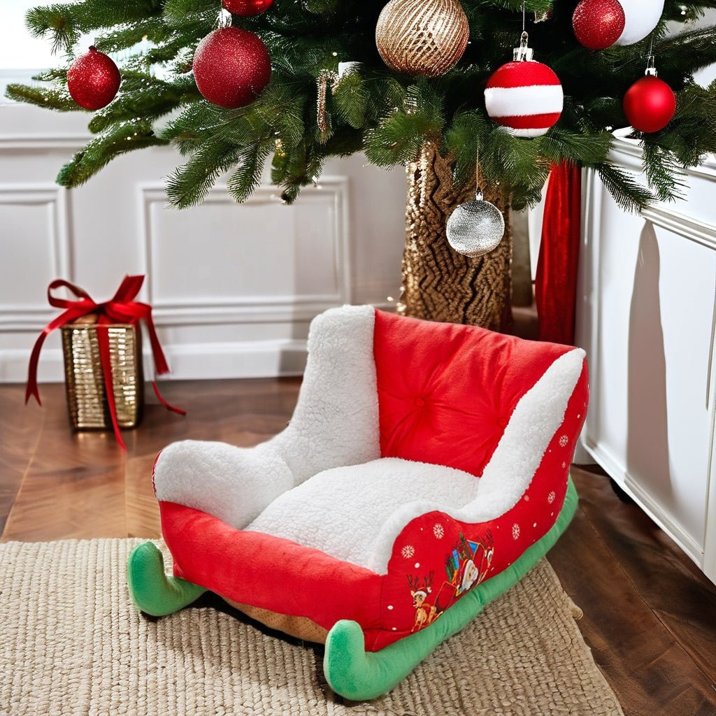 BowLift | Christmas Sleigh Pet Bed – Warm Cloud Nest for Cats & Dogs, the Perfect Winter Retreat for Your Furry Friends