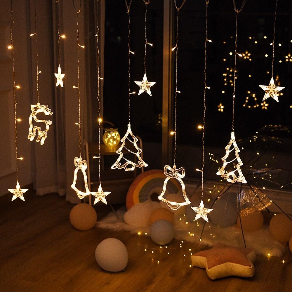 BowLift | Christmas String Lights - LED Star Curtain Fairy String Lights Christmas Decoration