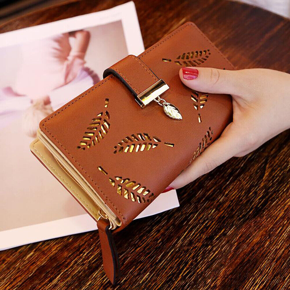 BowLift | GoldenLeaf PU Leather Wallet with Leaf Charm Design