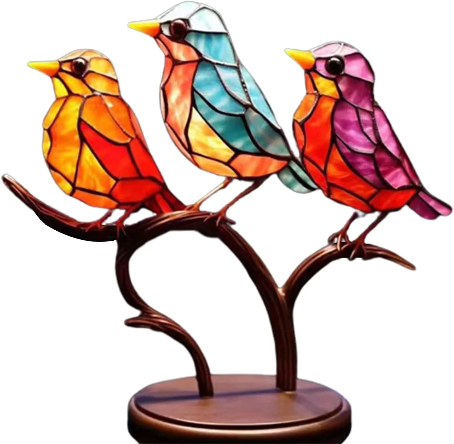 BowLift | ColorBirds - Coloured Birds on Branch Decorative Sculpture