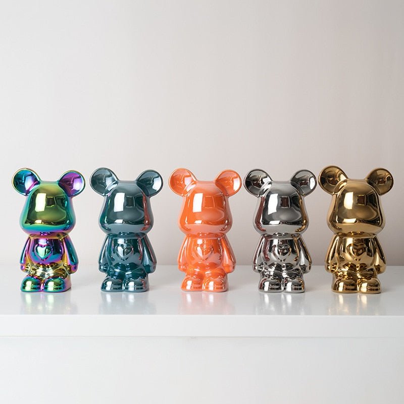 BowLift | Colorful Ceramic Bear Sculpture and Statue Piggy Bank Desk Ornament