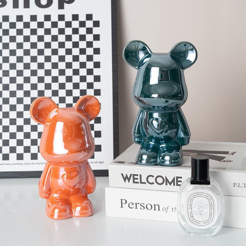 BowLift | Colorful Ceramic Bear Sculpture and Statue Piggy Bank Desk Ornament
