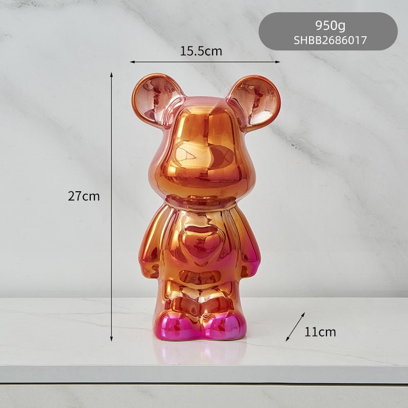 BowLift | Colorful Ceramic Bear Sculpture and Statue Piggy Bank Desk Ornament