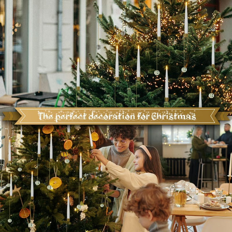 BowLift | LED Christmas tree candles with crystal ball – Realistic flame effect