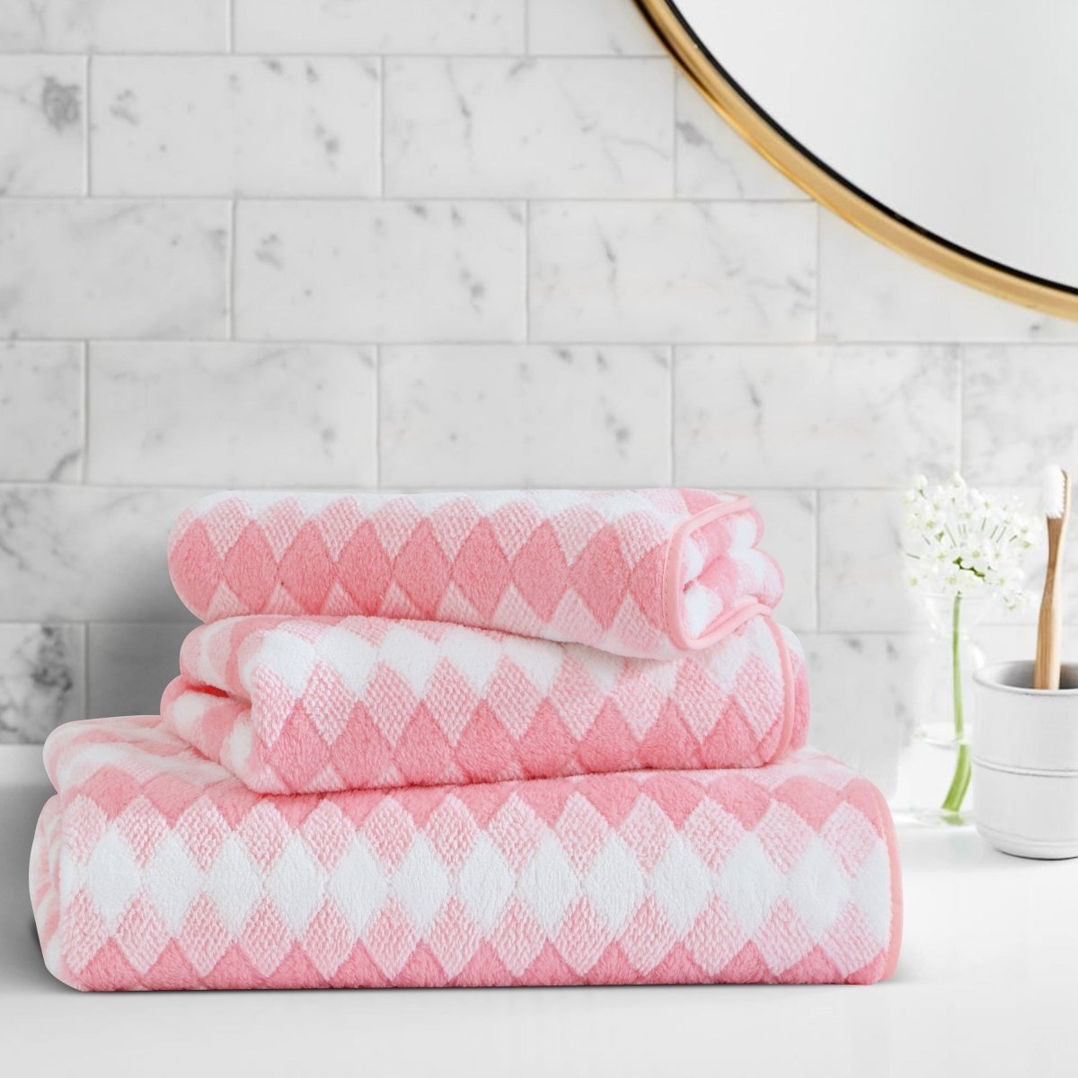 BowLift | Elysoria Coral Weave Towels | Plush, durable towels with maximum absorbency and quick-dry