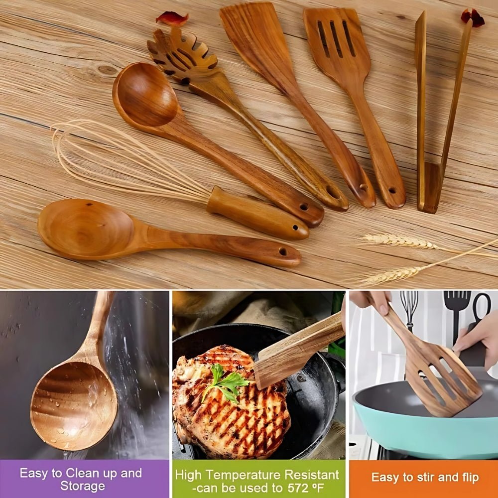 BowLift | CULINAWOOD Utensil Set – Premium Teak Cooking Tools for Sustainable Use