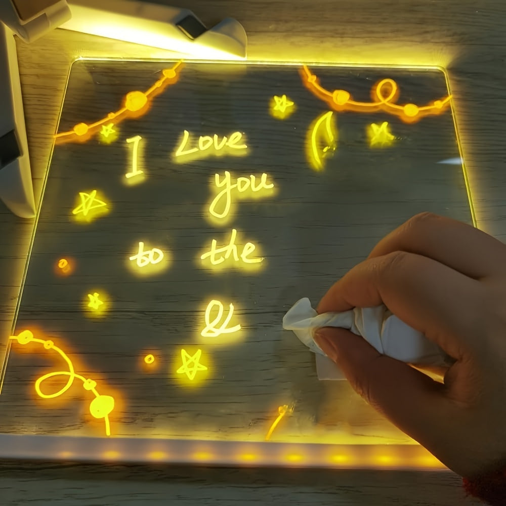 BowLift | USB LED Noteboard with 12 Colored Pens - Bright Message Board for Office & Home
