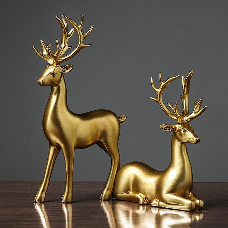 BowLift | Golden Couple Deer Figurines
