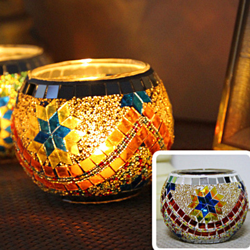 BowLift | European Retro Glass Mosaic Tealight Holder