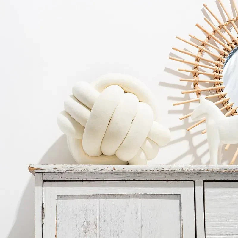 BowLift | Decorative knotted suede-look ball soft cushion