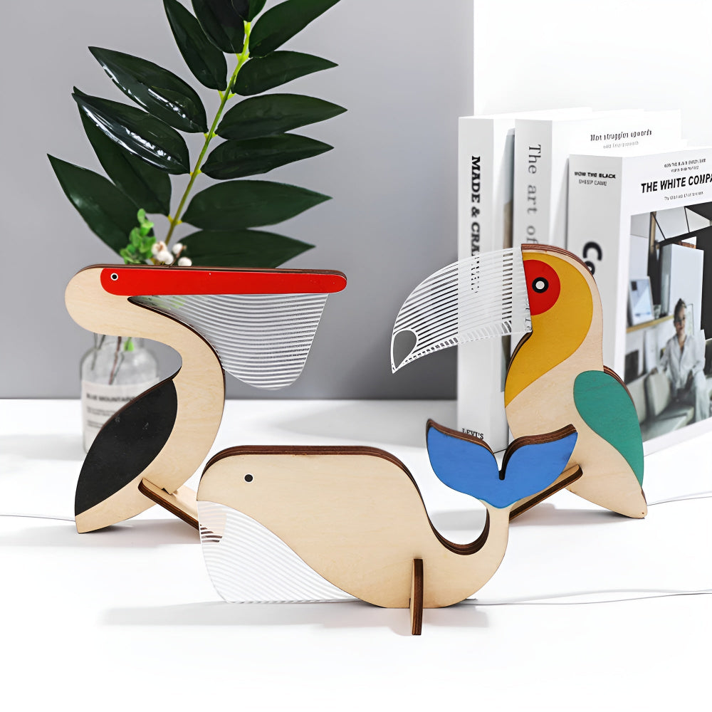 BowLift | Wooden Animal Table Lamp – Cute Decorative Night Light for Kids’ Rooms