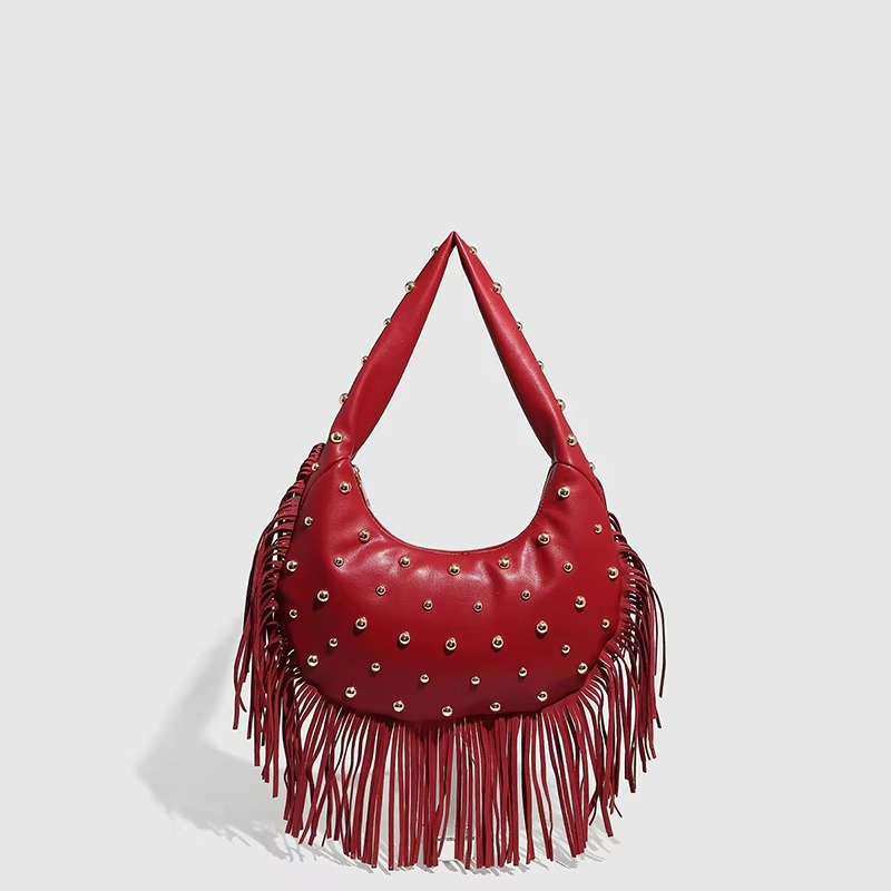 BowLift | Women's Bag Retro Pattern Suede Pattern with Fringe and Croissant Shape