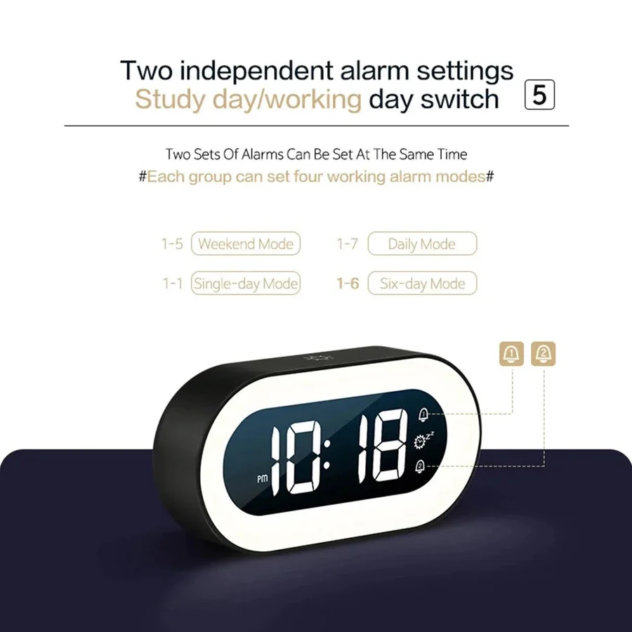 BowLift | Sunrise Gentle Light Alarm Clock, USB Powered