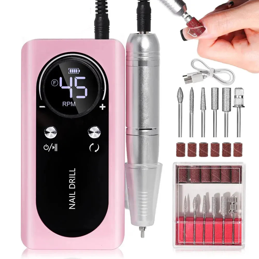 BowLift | ProNail 45000RPM Electric Nail File – Portable Rechargeable E-File for Manicure & Acrylic Nails | Low Noise