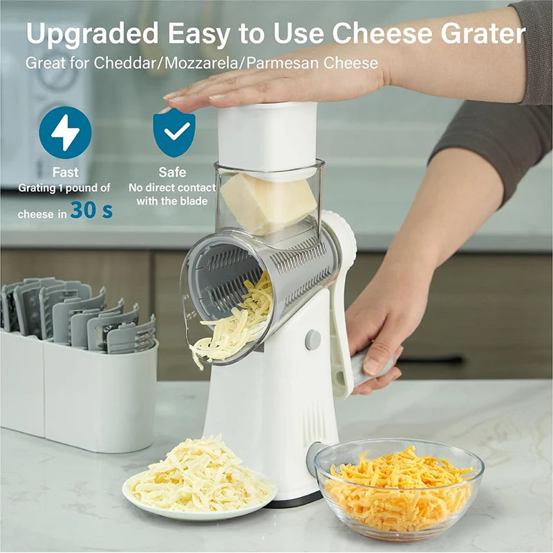 BowLift | 5-in-1 Rotary Cheese Grater - Veggie Slicer & Shredder