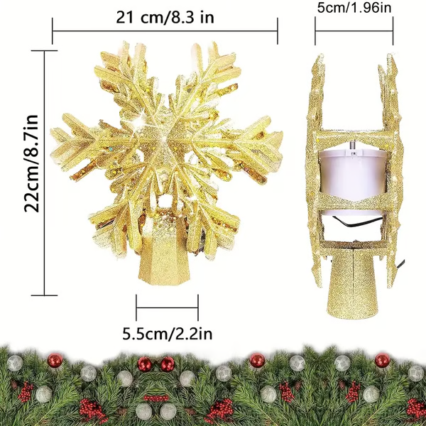 BowLift | Christmas Tree Topper Lights With LED Snowflake Projector